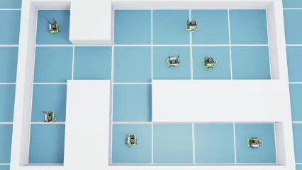 SMART robots executing paths in NVIDIA Isaac Sim